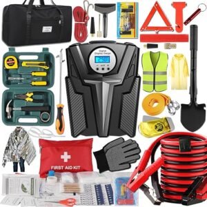 Ultimate Car Emergency Kit with Air Compressor & Jumper Cables